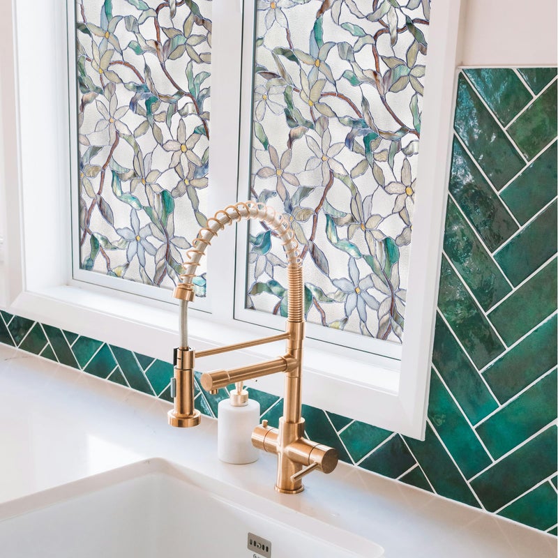 Artscape Jasmine | Privacy Window Film with Vibrant Colored Pattern | Non-Adhesive & UV Protection | Easy to Apply & Removable | 24 x 36 Inches | Made in USA - Image 2